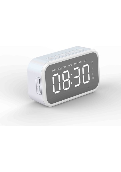 Beyaz Şarj Edilebilir Küçük Hoparlör Çalar Saat Bağlantısı Bluetooth 5.0 Tf Kart Radyo Çalar Termometre Hafta Saati Öğrenci Sessiz Alarm cl (Yurt Dışından) indirimleri