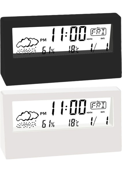 Siyah Sıcaklık Hava Durumu Çalar Saat Ofis Okul Hava Durumu Beyaz Siyah Nem Kapalı Sıcaklık LCD Ekran 13*3*7 cm (Yurt Dışından) fırsatları