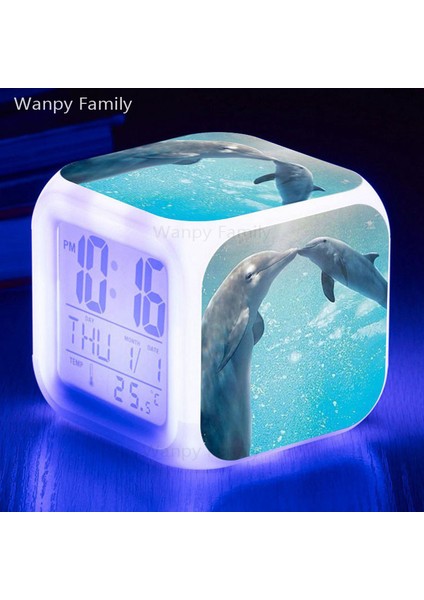 Açık Gri Sevimli Yunuslar LED Çalar Saat Dijital LED Saatler Reloj Despertador Özelleştirilmiş Desen Reveil Enfant Saatler Gece Işıkları Saat (Yurt Dışından) fiyatları