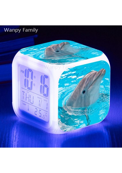 Açık Gri Sevimli Yunuslar LED Çalar Saat Dijital LED Saatler Reloj Despertador Özelleştirilmiş Desen Reveil Enfant Saatler Gece Işıkları Saat (Yurt Dışından) fırsatları