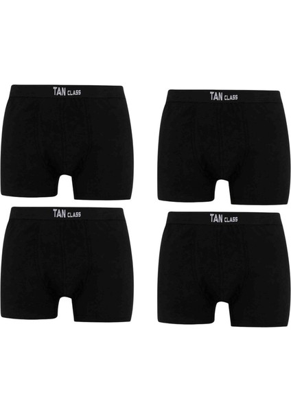 Pamuklu Likralı 4 Lü Paket Siyah Premium Penye Esnek Kaliteli Kumaş Boxer Baksır