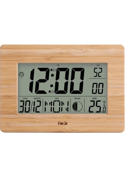 Ahşap Fanju FJ3530 LCD Dijital Duvar Saati Alarmı Büyük Boy Numarası Çok Fonksiyonlu Sıcaklık Masa Saatleri Başucu Termometre Büyük Saat (Yurt Dışından)