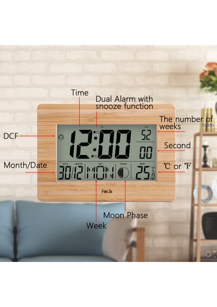 Ahşap Fanju FJ3530 LCD Dijital Duvar Saati Alarmı Büyük Boy Numarası Çok Fonksiyonlu Sıcaklık Masa Saatleri Başucu Termometre Büyük Saat (Yurt Dışından) fırsatları