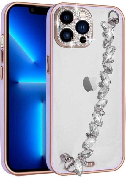Apple iPhone 12 Pro Uyumlu Kılıf Taş Süslemeli Kamera Korumalı El Tutamaçlı Zore Blazer Kapak, Lila