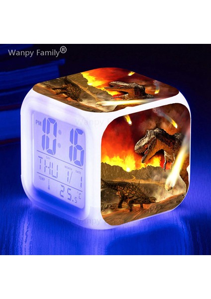 USB Kablosu 7 Renk Değiştiren Dinozor Çalar Saat Erkek Kız Doğum Günü Hediyeleri Çocuk Odası Taşınabilir Masa Saati Termometre ile Ruh Hali Işığı (Yurt Dışından) modelleri