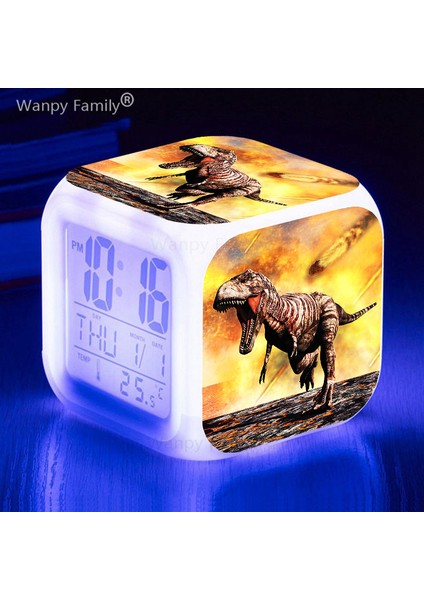 USB Kablosu 7 Renk Değiştiren Dinozor Çalar Saat Erkek Kız Doğum Günü Hediyeleri Çocuk Odası Taşınabilir Masa Saati Termometre ile Ruh Hali Işığı (Yurt Dışından) fırsatları