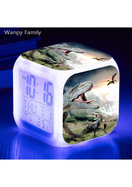 USB Kablosu 7 Renk Değiştiren Dinozor Çalar Saat Erkek Kız Doğum Günü Hediyeleri Çocuk Odası Taşınabilir Masa Saati Termometre ile Ruh Hali Işığı (Yurt Dışından) indirimleri