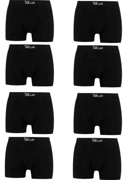 Pamuklu Likralı 8 Li Paket Siyah Premium Penye Esnek Kaliteli Kumaş Boxer Baksır