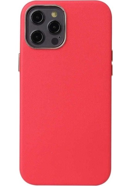 Apple iPhone 12 Pro Uyumlu Kılıf Zore Leathersafe Wireless Kapak, Kırmızı