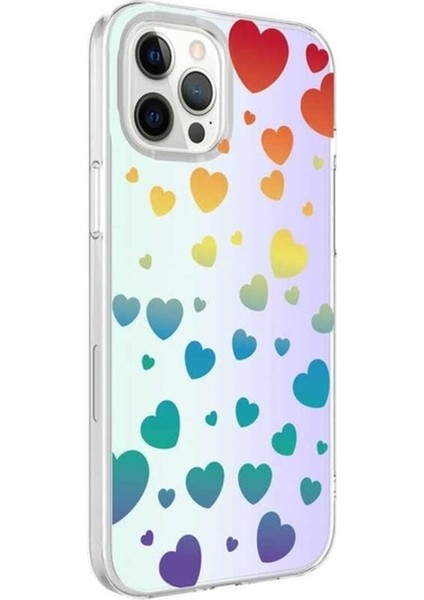 Apple iPhone 12 Pro Uyumlu Kılıf Zore M-Blue Desenli Kapak, Heart No3
