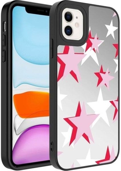 Apple iPhone 12 Uyumlu Kılıf Aynalı Desenli Kamera Korumalı Parlak Zore Mirror Kapak, Yıldız