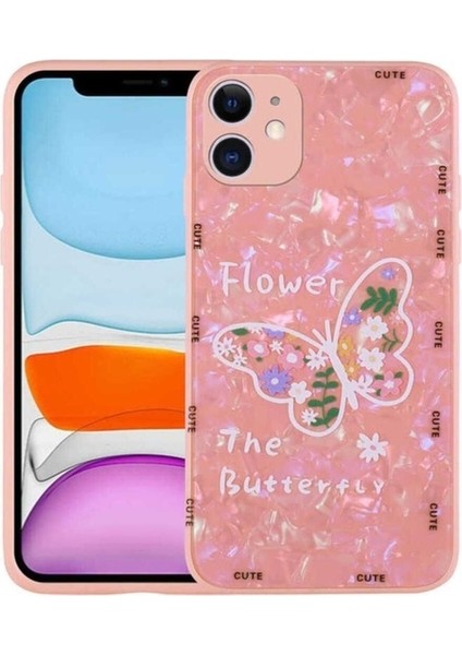 Apple iPhone 12 Uyumlu Kılıf Desenli Sert Silikon Zore Mumila Kapak, Pink Flower