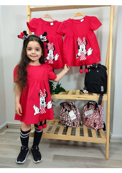 Kız Mickey Desenli Elbise