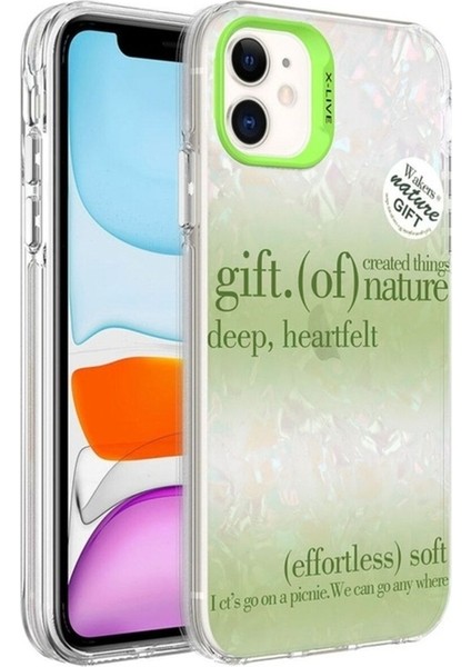 Apple iPhone 12 Uyumlu Kılıf Mermer Desenli Zore Marbello Kapak, Yeşil