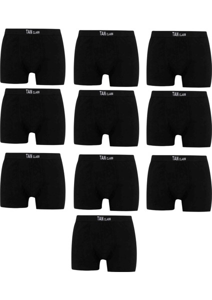 Pamuklu Likralı 10 Lu Paket Siyah Premium Penye Esnek Kaliteli Kumaş Boxer Baksır