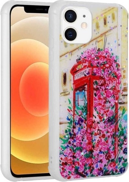 Apple iPhone 12 Uyumlu Kılıf Simli Desenli Kamera Korumalı Parlak Zore Popy Kapak, Kulübe