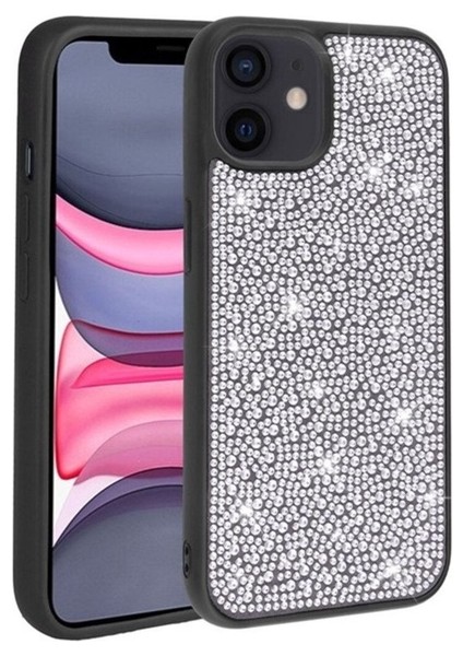 Apple iPhone 12 Uyumlu Kılıf Parlak Taşlı Tasarım Zore Ston Kapak, Siyah