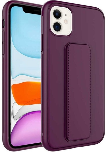 Apple iPhone 12 Uyumlu Kılıf Zore Qstand Kapak, Mürdüm