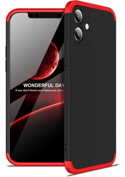 Apple iPhone 12 Uyumlu Kılıf Zore Ays Kapak, Siyah-Kırmızı
