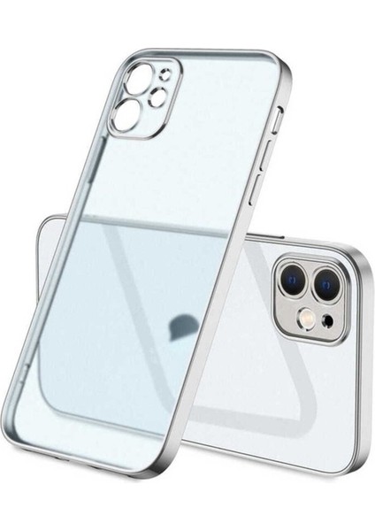 Apple iPhone 12 Uyumlu Kılıf Zore Mat Gbox Kapak, Gümüş