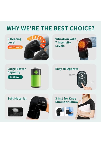 Titreşim Diz Akülü Masaj Aleti, 3'ü 1 Arada Grafen Isıtma Pedi modelleri