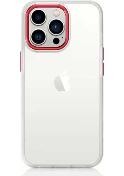 Apple iPhone 13 Pro Max Uyumlu Kılıf Zore Krom Kapak, Kırmızı