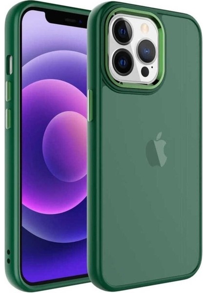 Apple iPhone 13 Pro Max Uyumlu Kılıf Buzlu Sert Pc May Kapak, Koyu Yeşil