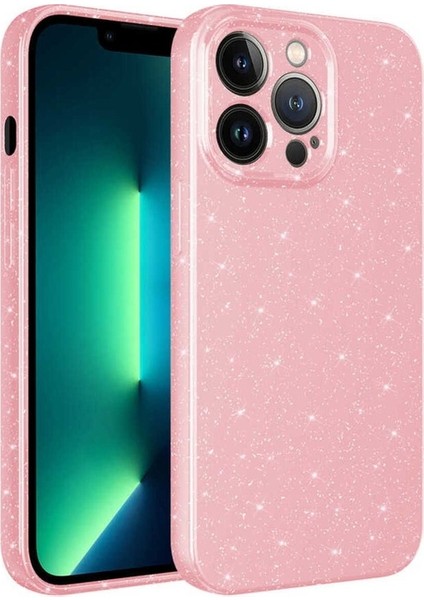 Apple iPhone 13 Pro Max Uyumlu Kılıf Kamera Korumalı Simli Lüks Zore Koton Kapak, Pembe