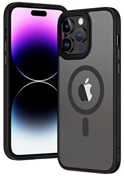 Apple iPhone 13 Pro Max Uyumlu Kılıf Wireless Şarj Özellikli Zore Hibrit Magsafe Kapak, Siyah