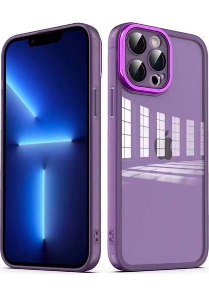 Apple iPhone 13 Pro Max Uyumlu Kılıf Kamera Korumalı Transparan Zore Post Kapak, Derin Mor