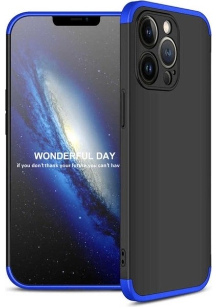 Apple iPhone 13 Pro Max Uyumlu Kılıf Zore Ays Kapak, Siyah-Mavi