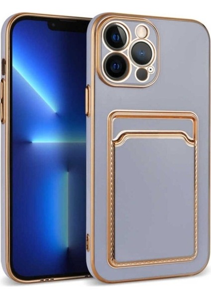 Apple iPhone 13 Pro Max Uyumlu Kılıf Zore Bark Kartlıklı Kapak, Lila