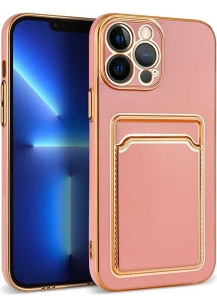 Apple iPhone 13 Pro Max Uyumlu Kılıf Zore Bark Kartlıklı Kapak, Rose Gold