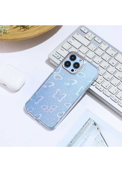 Apple iPhone 13 Pro Uyumlu Kılıf Zore Sidney Desenli Sert Kapak, Butterfly No2