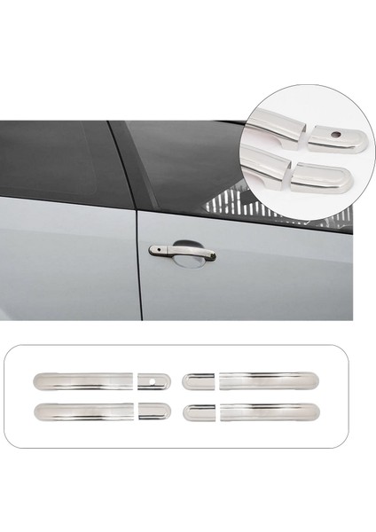 Ford Fiesta Uyumlu 2002-2009 Krom Kapı Kolu 4 Kapı Paslanmaz Çelik