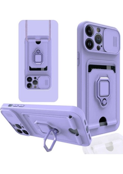 Apple iPhone 13 Pro Max Uyumlu Kılıf Zore Pelit Kapak, Lila