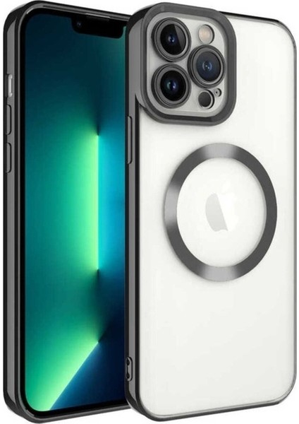 Apple iPhone 13 Pro Uyumlu Kılıf Magsafe Wireless Şarj Özellikli Zore Setro Silikon, Siyah