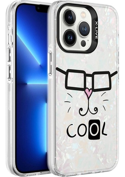 Apple iPhone 13 Pro Uyumlu Kılıf Mermer Desenli Zore Marbello Kapak, Beyaz