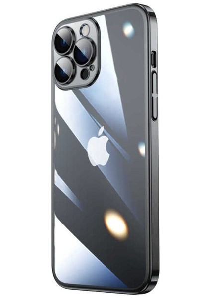 Apple iPhone 13 Pro Uyumlu Kılıf Sert Pc Renkli Çerçeveli Zore Riksos Kapak, Siyah