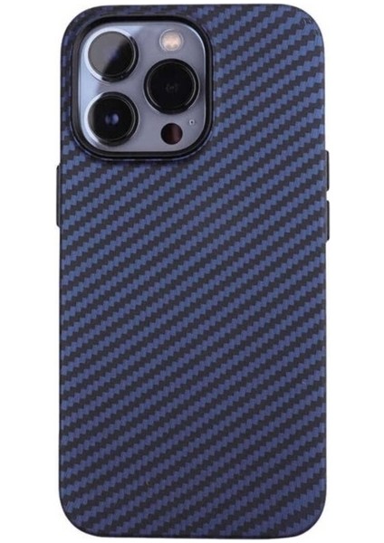 Apple iPhone 13 Pro Uyumlu Kılıf Karbon Fiber Tasarımlı Zore Karbono Kapak, Lacivert
