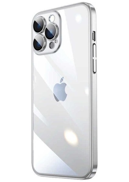Apple iPhone 13 Pro Uyumlu Kılıf Sert Pc Renkli Çerçeveli Zore Riksos Kapak, Gümüş