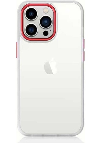 Apple iPhone 13 Pro Uyumlu Kılıf Zore Krom Kapak, Kırmızı