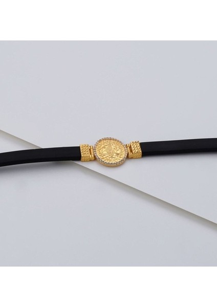 925 Ayar Gümüş Gold Tuğralı Kauçuk Bileklik fırsatları