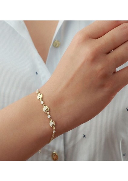 925 Ayar Gold Yuvarlak Zirkon Taşlı Gümüş Bileklik fiyatları