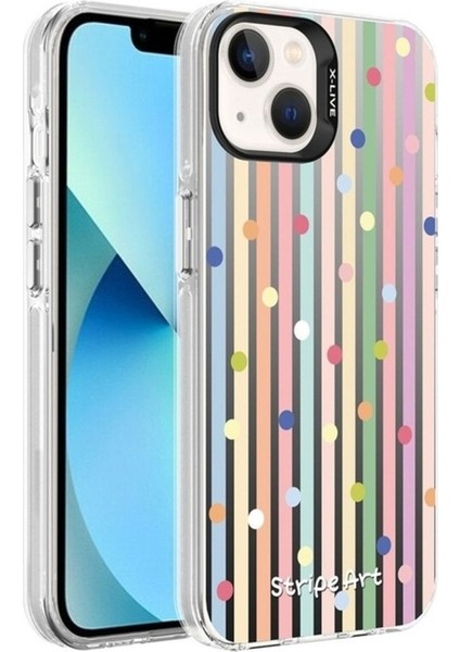 Apple iPhone 13 Uyumlu Kılıf Desenli Zore Silver Sert Kapak, Noktalar