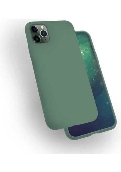 Apple iPhone 11 Pro Uyumlu Kılıf Zore Silk Silikon, Koyu Yeşil