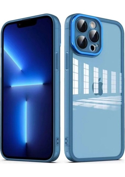 Apple iPhone 12 Pro Max Uyumlu Kılıf Kamera Korumalı Transparan Zore Post Kapak, Mavi