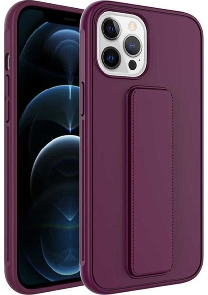 Apple iPhone 12 Pro Max Uyumlu Kılıf Zore Qstand Kapak, Mürdüm