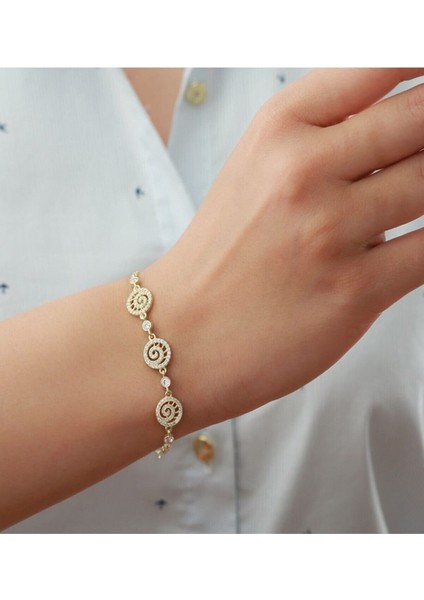 925 Ayar Gold Zirkon Taşlı Dönence Gümüş Bileklik fiyatları