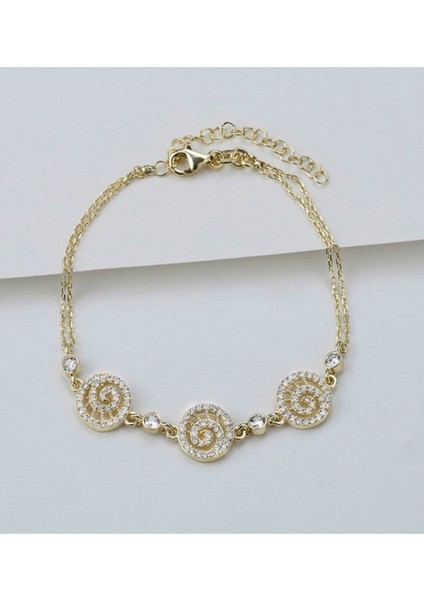 925 Ayar Gold Zirkon Taşlı Dönence Gümüş Bileklik modelleri